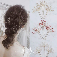 瑪姬主義新娘👰造型頭飾韓式靈動多色水晶珠手工髮簪髮叉