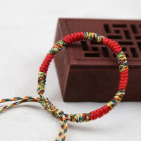 Ethnic Hand-woven Multi Colored Rope Adjustable Lucky Knot Braided Bracelet Chinese Five Elements Feng Shui Rope Charm Bracelets