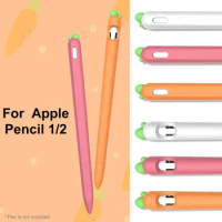Soft carrot Silicone Compatible For Apple Pencil 1 2 Case Compatible For iPad Tablet Touch Pen Stylus Protective Cover
