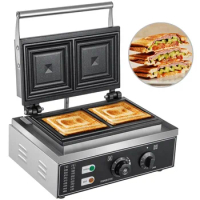 Snack Equipment 2 Slicer Commercial Sadwich Bread Machine Panini Press Grill Bread Toaster Waffle Machine