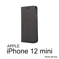 Didoshop iPhone 12 mini 5.4吋 簡約系列 小牛紋可插卡翻蓋手機皮套(FS202)