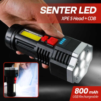 TANJE Senter LED USB Rechargeable Flashlight XPE 5 Head + COB 800mAh - L-29