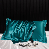 AI WINSURE 2PCS Pillow Case Cover Silk Soft Rectangular Pillow Shams for Bed Solid Color 48*74cm