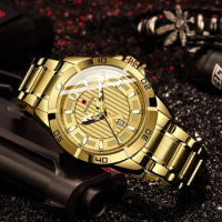KADEMAN Luxury Brand Mens Sport Watch Gold Full Steel Quartz Watches Men Date Waterproof Military Clock Man Relogio Masculino