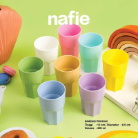 NAFIE Gelas Belimbing Plastik 12 pcs  - Gelas Es Teh Tebal, Warna Pastel.