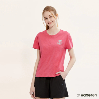 【Hang Ten】女裝-COMFORT FIT竹節棉國家公園燈塔印花短袖T恤(桃紅)