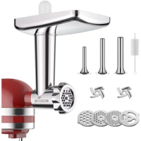 Stainless Steel Food Grinder Attachment fit KitchenAid Stand Mixers Including Sausage Stuffer, Perfect Attachment