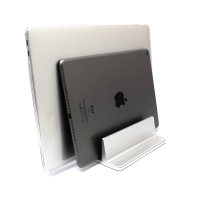 【tFriend】適用手機平板Macbook雙槽鋁合金支架 白色(手機架/平板筆電架/Macbook架)