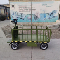 Farm Using Platform Truck Trolley 800kg Heavy Loading Warehouse Green 4 Wheel Transport Bike For Sale