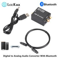 USB DAC Amplifier With Bluetooth Digital To Analog Audio Converter Optical Fiber Toslink Coaxial Signal To RCA R/L Audio Decoder
