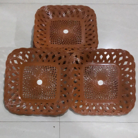 Piring Anyam Rotan Segi  Coklat  Galaxy