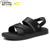 Camel Active New Business Casual Men's Sandals Comfortable Genuine Leather Shoes Soft Elastic Textured Cowhide Men Sandals