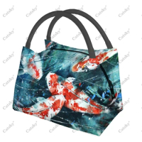 Koi Flower Portable Aluminum Film Thermal Insulation Refrigerated Lunch Bag Travel Thermal Insulation Portable Lunch Bag