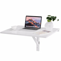 Giantex Wall-Mounted Drop-Leaf Table Folding Kitchen Dining Table Desk Space Saver White Computer Desk HW60337