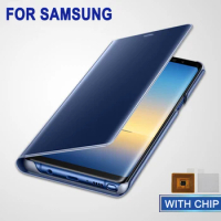 Smart Chip Mirror Case For Samsung Galaxy Note 20 10 9 8 5 Pro Flip Leather Case for Samsung Galaxy S8 S9 S10 S20 S7 S6 Edge