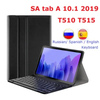 Tab A 10.1 Russian Spanish Keyboard For Samsung Tab A 10.1 2019 SM-T510 T515 Case with Keyboard Wireless for Samsung T510 Cover