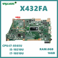 432FA i7-8565U i5-10210U i7-10510U CPU 8GB/16GB-RAM Mainboard For ASUS VivoBook X432FL S432FA X432FA X432FAC Laptop Motherboard