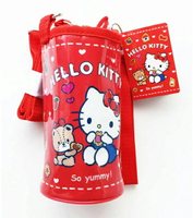 小禮堂 Hello Kitty 防水斜背束口保冷水壺袋 水壺背袋 水瓶袋 (紅 餅乾)
