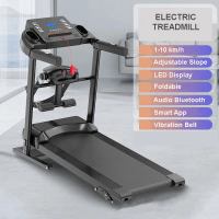 Treadmill Elektrik Lipat | 12 Kecepatan | Aplikasi | Speaker | Sabuk Getar | Hemat Tempat | Latihan 