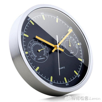 掛鐘 溫濕度計金屬石英鐘錶掛鐘客廳靜音家用簡約創意掛錶時尚ins時鐘