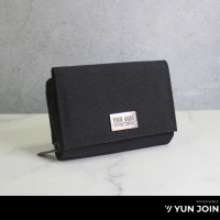 【YUN JOIN】woven-蓋頭短夾 黑色(日系織面 皮夾 錢包 多卡位 零錢收納 三折短夾)