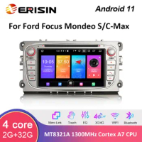 Erisin ES2709FS 7" DSP Android 11.0 Car Radio DVD Player For FORD Mondeo Focus S-Max C-Max Galaxy Carplay Auto DAB+ GPS Stereo