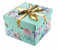 [優惠量整組價]方型蛋糕盒８號.藍/愛在春天 / 200個+紙袋200個