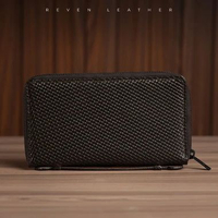 Leather Mahawira MIni Pouch Mini Pouch Dompet Panjang Pria Kulit Sapi Asli Coklat