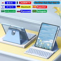 Case Keyboard for iPad 10.2 7 8 9th 10th Generation Pro 11 Air 4 5 Rotate Cover Russian Korean Spanish Arabic AZERTY Keyboard
