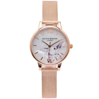 OLIVIA BURTON 純真大耳兔子風格的米蘭帶錶帶手錶(OB16WL85)-珍珠貝面/30mm