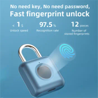 Mini Lock Fingerprint Smart Padlock Quick Unlock Keyless USB Rechargeable Door USB Keyless Fingerprint Lock for Luggage Case