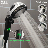 LED Digital Temperature Display Shower Head 3 Modes Water Saving High Pressure Showerhead Eco Shower Bathroom Accessories