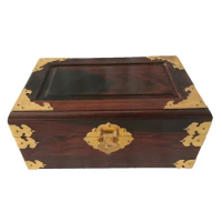 Double high-grade mahogany red wood jewelry box wedding gift wrapping copper storage box wholesale Favorites