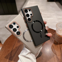 เคสโทรศัพท์มือถือ เหมาะสำหรับ Samsung Series เอฟเฟกต์แถบแสง ดูดแม่เหล็ก S24 และ S23