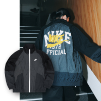 Nike 外套 NSW Jackets 男女款 黑 防風外套 立領 薄款 大logo 復古風 尼龍 寬鬆 DD6171-060