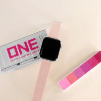 Apple Watch 全系列通用錶帶 蘋果手錶替用錶帶 磁吸彎折扣 編織尼龍錶帶 粉色