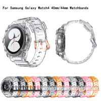 Transparent Band+Case for Samsung Galaxy Watch 4 5Newest Soft Clear Sport Strap 40mm for Galaxy Watch 4 5 Bracelet Watchband