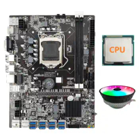 B75 BTC Mining Motherboard+Random CPU+RGB Cooling Fan LGA1155 8XPCIE USB Adapter DDR3 MSATA B75 USB Miner Motherboard