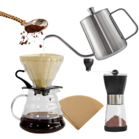 Coffee Set Coffee Dripper Server Sharing Pot Pour Over Coffee Kettle Coffee Grinder Coffee Accessories for Home Outdoor