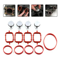4x22 mm Diesel Swirl Flap Blanks Replacement Bungs with Intake Manifold Gasket for BMW E46 E87 E60 E61 320d 520d 530d M47TUD20