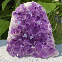 Natural Amethyst Geode Quartz Cluster Crystal Specimen Energy Healing(Without The Base)