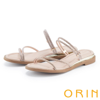 【ORIN】氣質細緻鑽條平底涼拖鞋(紫色)