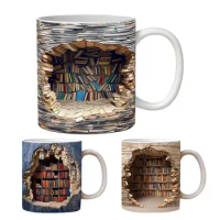 350ml 3D Bookshelf Mug Funny Ceramic Mug for Book Lovers Multi-Purpose Ceramic Cup Water Cup Home Tea Milk Cups Conainers
