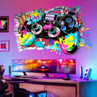 【HOT sticker】 3D Game Joystick Controller Wall Stickers Colorful Gamer Video Gaming Wall Decals Boy