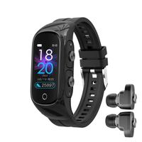 N8智能手表二合一TWS藍牙耳機音樂播放運動手環外文「限時特惠」