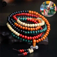 Prayer Beads Mala 108 Beads Bracelets 8mm Natural Sandalwood Buddhist Buddha Rosary Beads Unisex Men Bracelets &amp; Bangles Jewelry