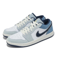 【NIKE 耐吉】休閒鞋 Air Jordan 1 Low SE 男鞋 藍 牛仔 單寧 一代 AJ1(IH0648-141)