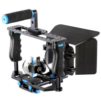Professional Handheld DSLR Rig Camera Cage Set+Matte Box+Follow Focus Movie Film Support Kit for 5D Mark II III 6D 7D 60D 70D