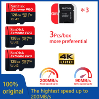 SanDisk Extreme PRO Micro SD 256G 512GB 64GB 1TB UHS-I Memory Card Micro SD TF Card 200MB/s C10 U3 V30 A2 4K for Camera DJI