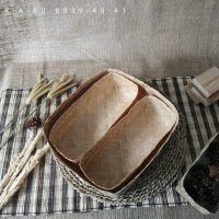 (B039) Besek Bambu 22 cm Sekat 2 | Wadah Snack | Saji | Packaging |Kue